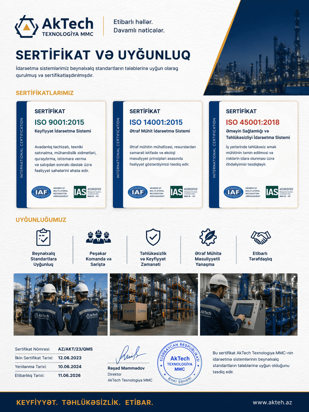 Uyğunluq bəyannaməsi sənədi