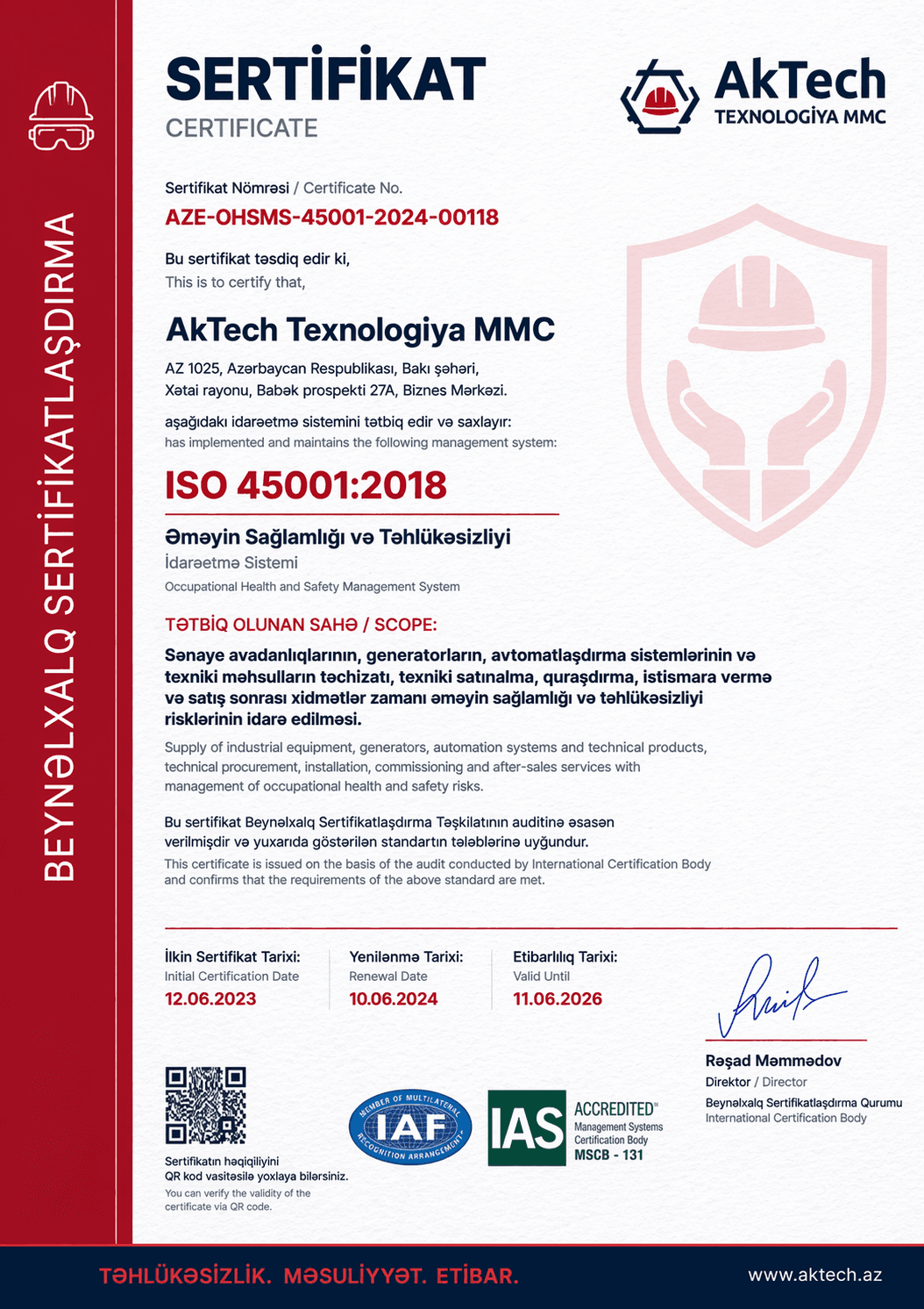 ISO 45001 sertifikat nişanı